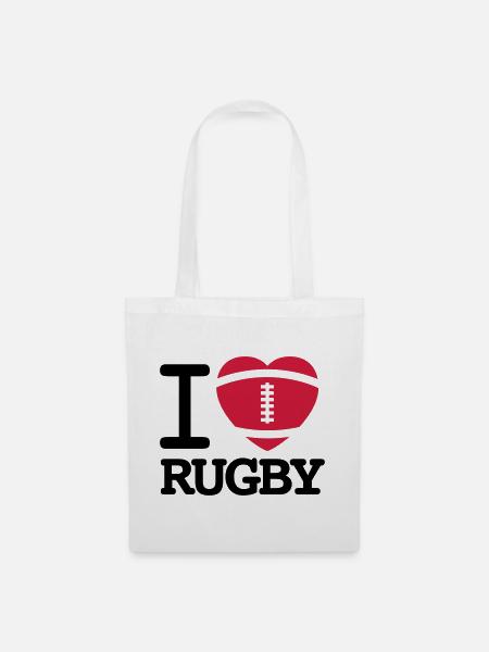 I love Rugby - Stoffbeutel - Weiß