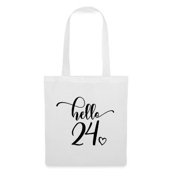 Hello 24 - Mignon cadeau de 24e anniversaire pour les femmes - Sac en tissu - blanc - Devant