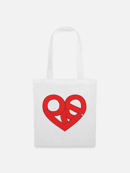 Love im Herz - Stoffbeutel - Weiß