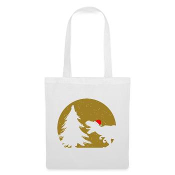 Noël Dino | T-Rext avec chapeau de Noël | Amusement - Sac en tissu - blanc - Devant