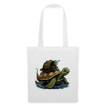 Petit escargot vert peut être vu par la tortue m - Sac en tissu - blanc - Devant