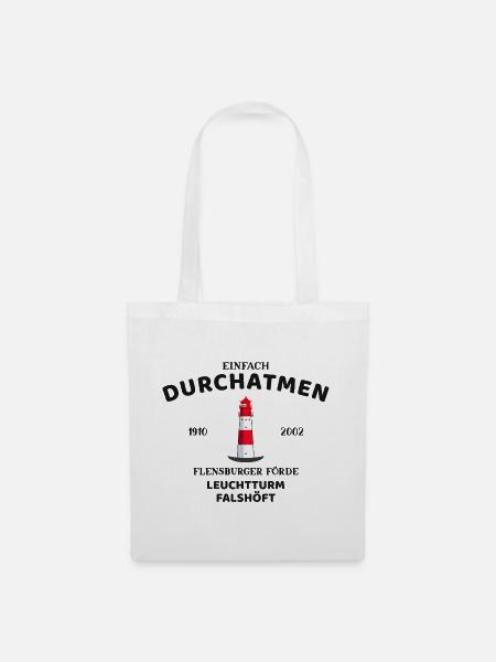 Flensburger Förde, Leuchtturm Falshöft, Durchatmen - Stoffbeutel - Weiß