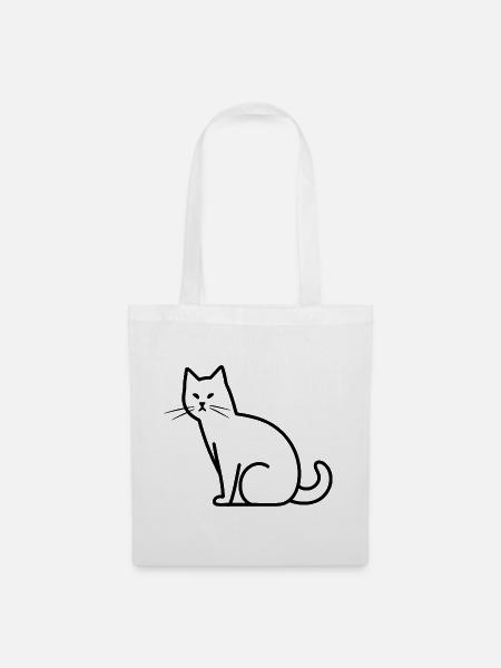 Katze Zeichnung - Stoffbeutel - Weiß