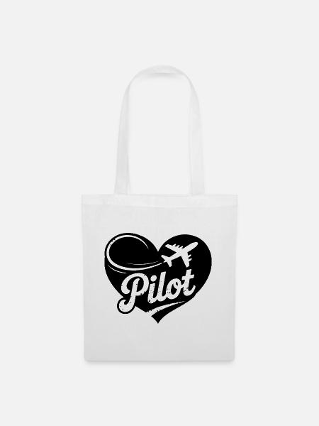 Pilot Herz Design - Stoffbeutel - Weiß