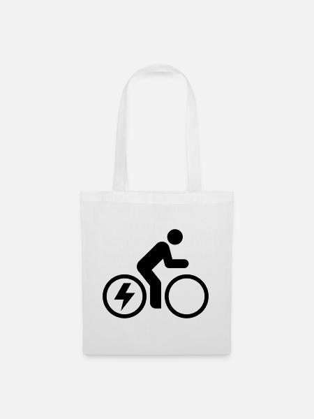 E-bike, E-Biker, Fahrradtour - Stoffbeutel - Weiß