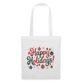 Happy Holidays Ornament-Skript - Stoffbeutel - Weiß - Vorne