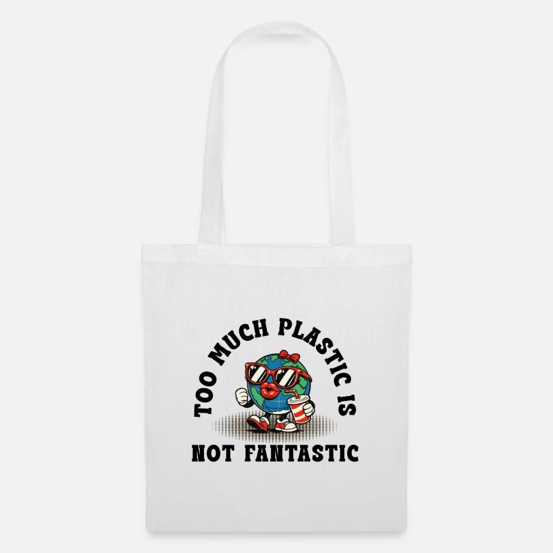 Plastic Is Not Fantastic – Retro Umwelt Statement - Stoffbeutel - Weiß