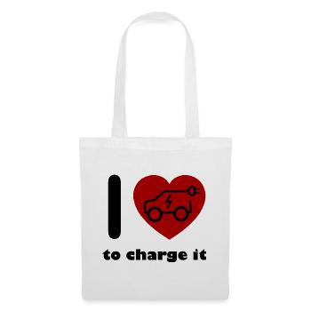 Cœur et amour des voitures électriques - Sac en tissu - blanc - Devant
