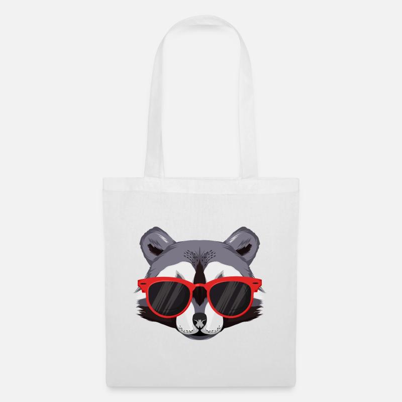 Waschbär mit roten Sonnenbrillen - Stoffbeutel - Weiß