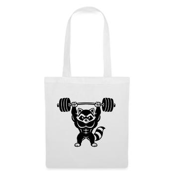 Muscle raccoon lifts barbell - Tote Bag - white - Front