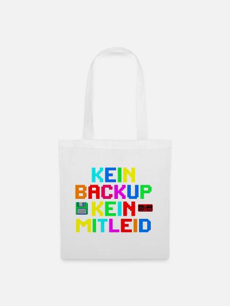 Kein Backup? Kein Mitleid! Bunt Retro - Stoffbeutel - Weiß
