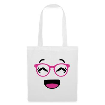 Cute face in kawaii style with pink glasses - Tote Bag - white - Front
