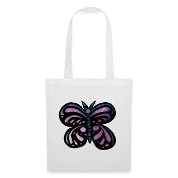 Lila Aquarell-Schmetterling auf Schwarz - Stoffbeutel - Weiß - Vorne