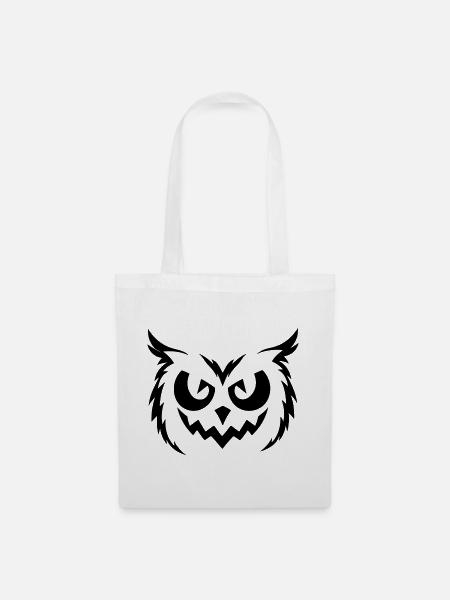Halloween Eule – Spooky Owl Face - Stoffbeutel - Weiß
