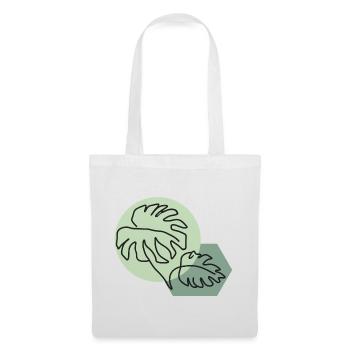 Pastellfarbene Monstera-Blätter im einfachen Linienstil - Stoffbeutel - Weiß - Vorne