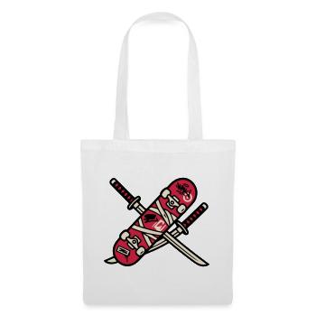 Skateboard Katana Wappen Logo - Stoffbeutel - Weiß - Vorne