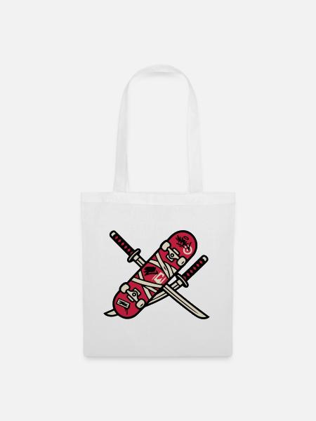 Skateboard Katana Wappen Logo - Stoffbeutel - Weiß