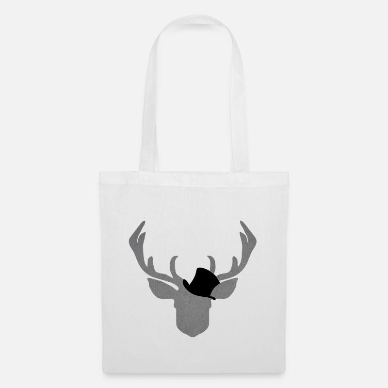 Deer with cylinder black with texture costume - Tote Bag - white