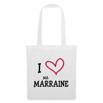 I Love ma Marraine - Sac en tissu - blanc - Devant