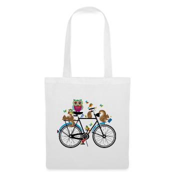 Waldtiere auf einem Fahrrad - Stoffbeutel - Weiß - Vorne