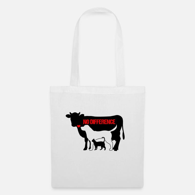 Tiere Kuh Hund Katze NO DIFFERENCE Vegan Geschenk - Stoffbeutel - Weiß