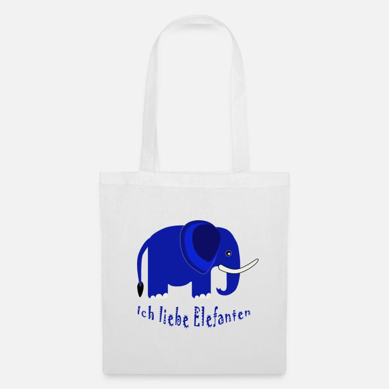 Blauer Elefant Ich liebe Elefanten - Stoffbeutel - Weiß