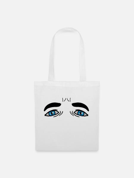 Blaue traurige Augen Design - Stoffbeutel - Weiß