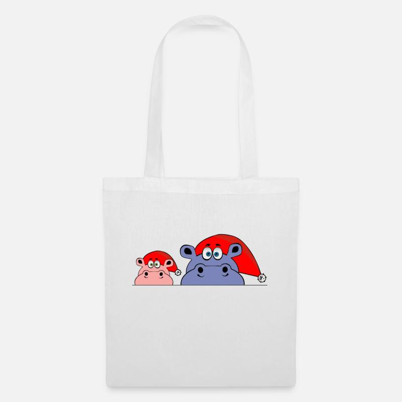 weihnachten christmas hippo geschenk geschenkidee - Stoffbeutel - Weiß