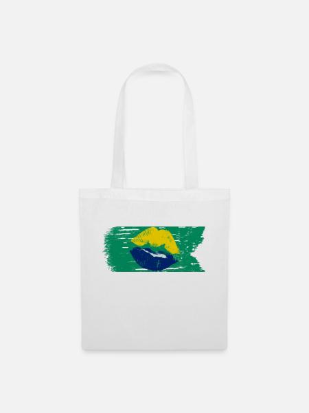 Brasilien - Flagge - Stoffbeutel - Weiß