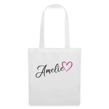 Amelie Last name First name Heart pink - Tote Bag - white - Front
