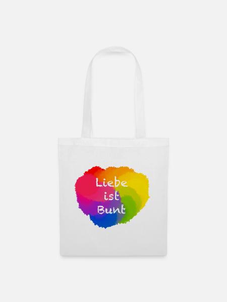 Tintenfleck Liebe ist Bunt - Stoffbeutel - Weiß