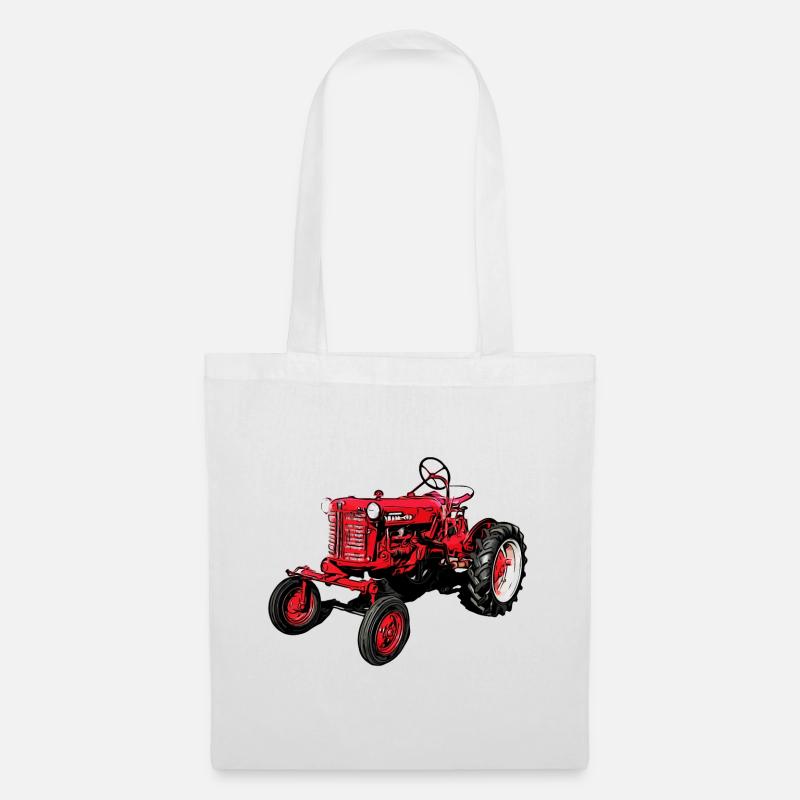 Alter Farmall Cub Traktor - Stoffbeutel - Weiß