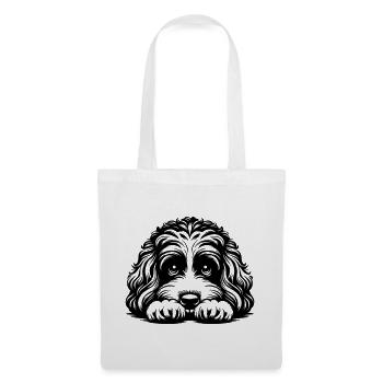 Tête de Cavapoo avec pattes - Sac en tissu - blanc - Devant