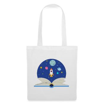 Open Book with Space Scene, Imagination and Advent - Tote Bag - white - Front