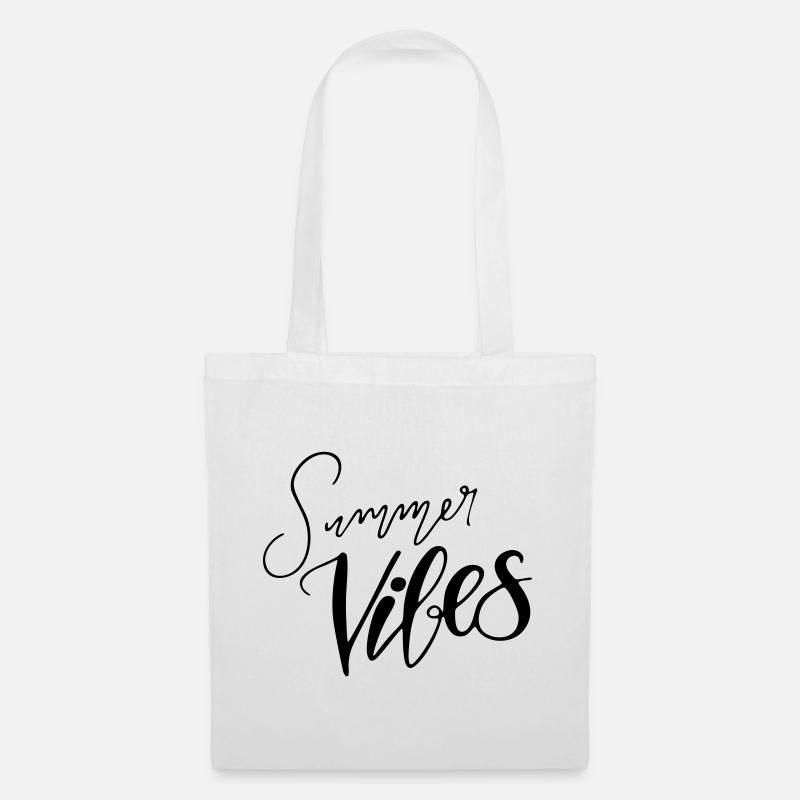 Lettrage à la main « Summer Vibes » Différentes couleurs - Sac en tissu - blanc