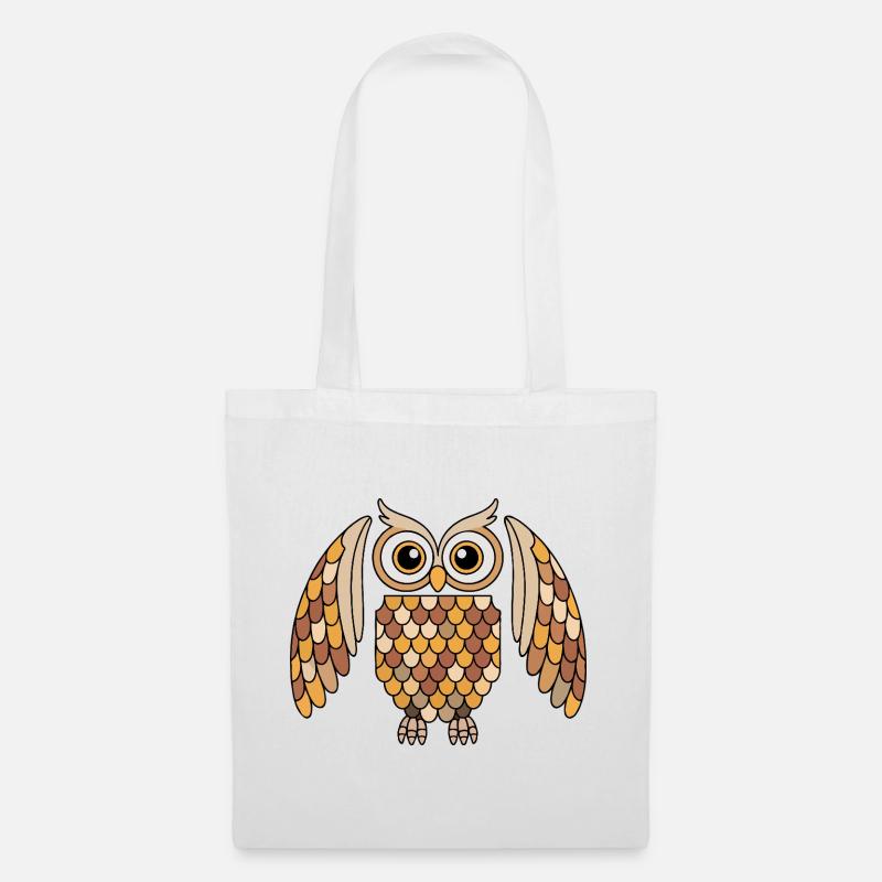 Whimsical Owl with Detailed Feather Pattern - Tote Bag - white