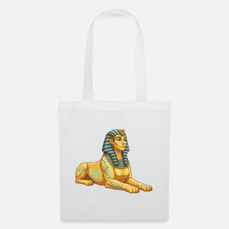 Sphinx doré avec hiéroglyphes - Sac en tissu - blanc