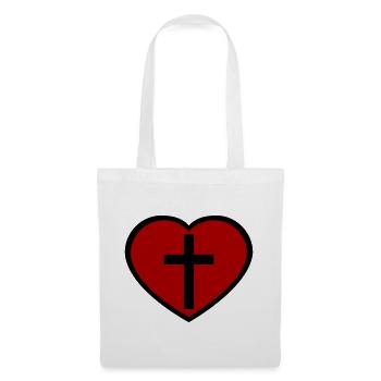 Cross and heart - Tote Bag - white - Front