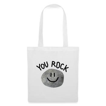 You Rock Minimal Wortspiel Statement Smile Stein - Stoffbeutel - Weiß - Vorne