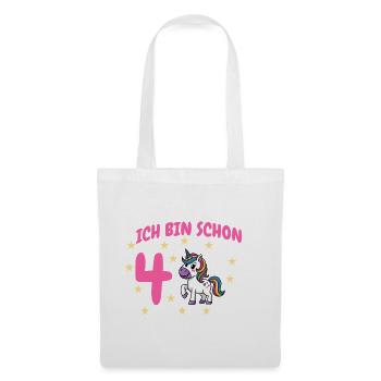 Ich bin Schon Vier Unicorn Geburtstag - Stoffbeutel - Weiß - Vorne