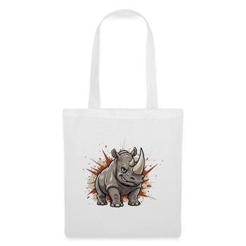 Powerful Rhino Cartoon - Tote Bag - white - Front