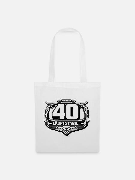 40 Läuft Stabil Badge - Stoffbeutel - Weiß
