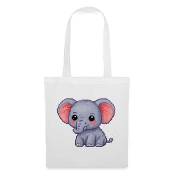 Kleiner Pixel-Elefant Kuschelheld - Stoffbeutel - Weiß - Vorne