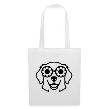 Dog Glasses Flowers Outline - Tote Bag - white - Front