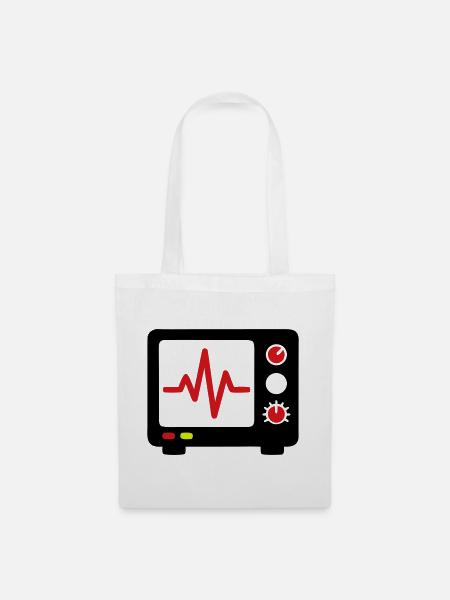 EKG Monitor Herzschlag Medizin - Stoffbeutel - Weiß