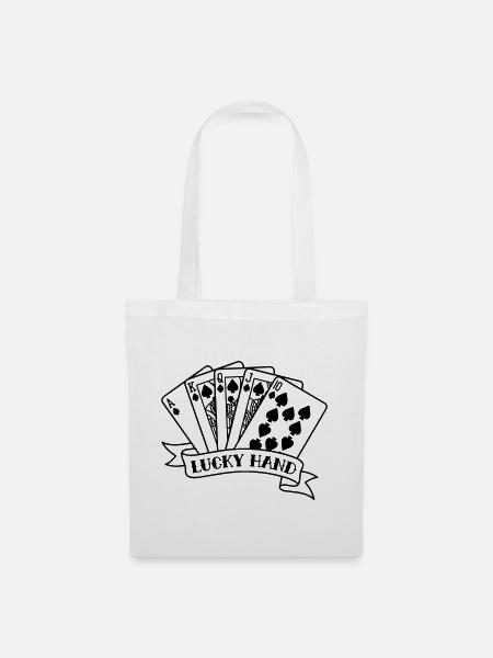 Royal Flush Pokerkarten - Stoffbeutel - Weiß