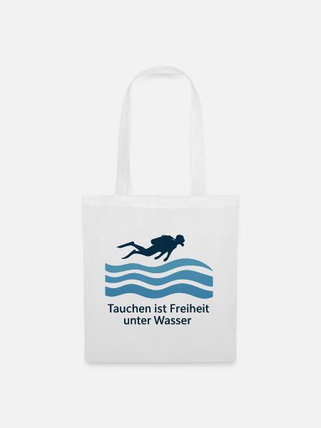 Tauchen ist Freiheit Unter Wasser - Stoffbeutel - Weiß