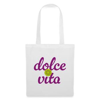 Dolce Vita Limette Quote Italien Lebensfreude Fun - Stoffbeutel - Weiß - Vorne
