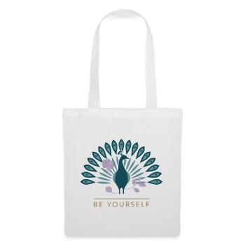 Emblème du Paon Sois Toi-même - Sac en tissu - blanc - Devant
