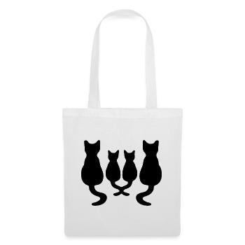 katzenfamilie Silhouette - Stoffbeutel - Weiß - Vorne